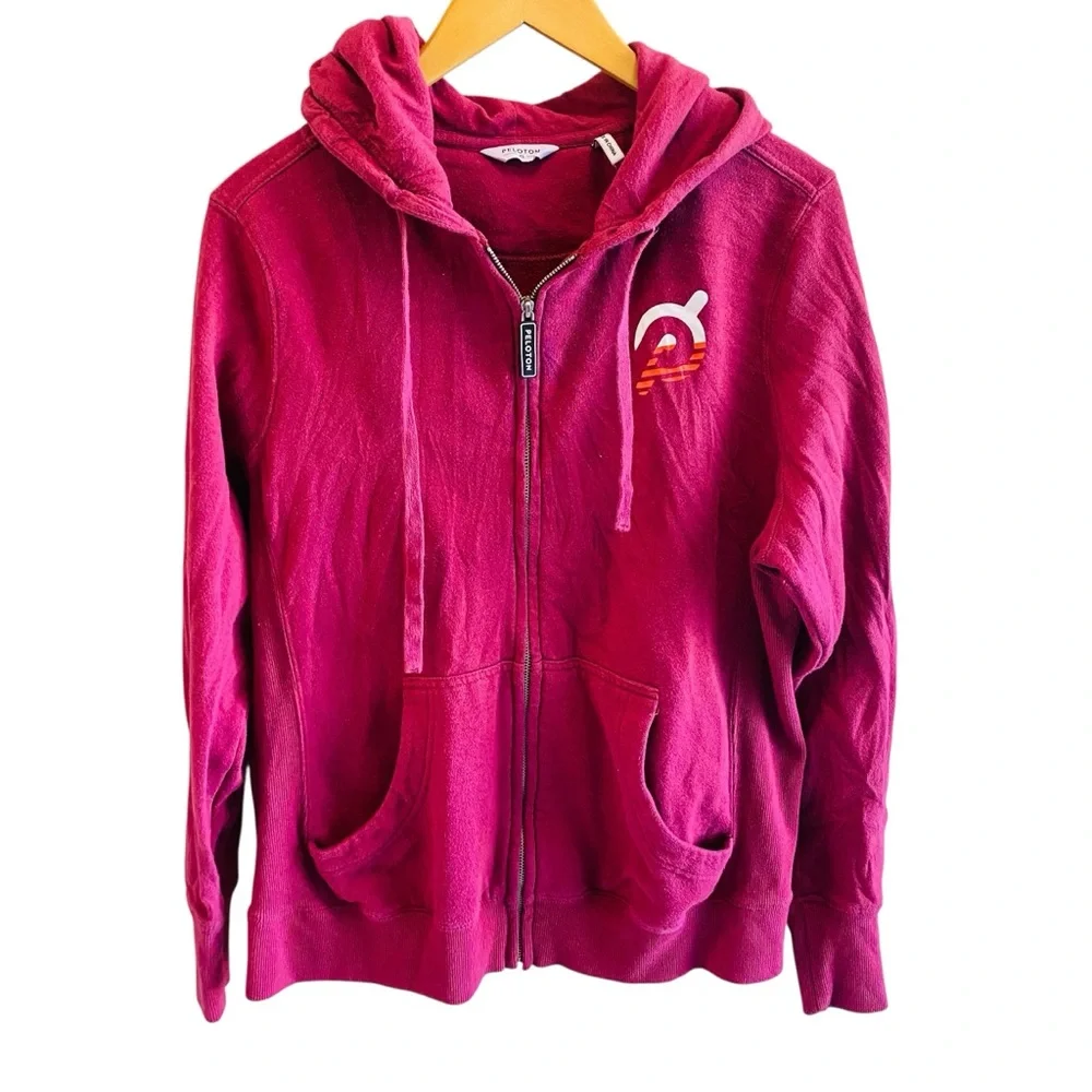 Peloton Burgundy Full Zip-Up Logo Hoodie, Womens XL - Picture 2 of 7